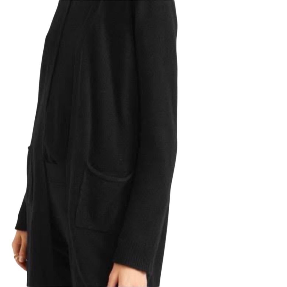 ATM Anthony Thomas Mellilo Black Long open Chunky cardigan pockets L Minimalist - Picture 2 of 13